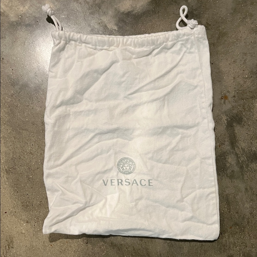 Authentic Versace White Drawstring Logo Pouch